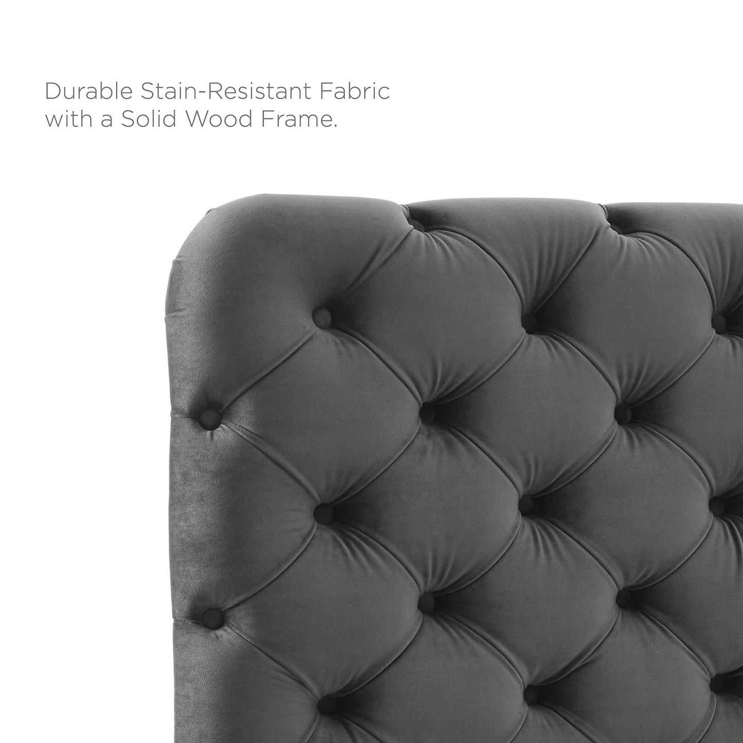 headboards | CasaFoyer Lizzy Tufted Performance Velvet King/California King Headboard | Elegant, Comfortable, Stain-Resistant | Charcoal | casafoyer.myshopify.com