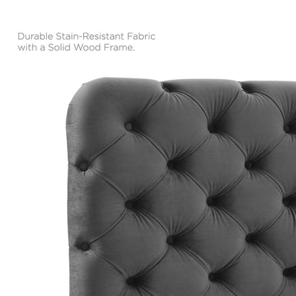 headboards | CasaFoyer Lizzy Tufted Performance Velvet King/California King Headboard | Elegant, Comfortable, Stain-Resistant | Charcoal | casafoyer.myshopify.com