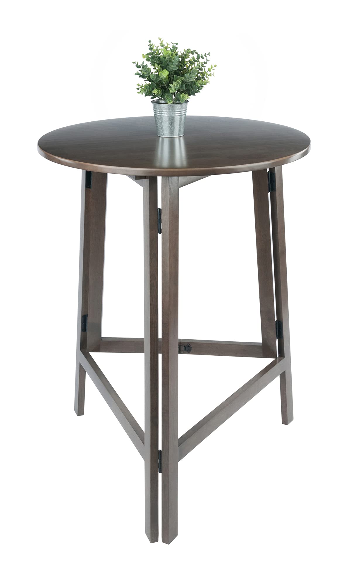TABLE | CasaFoyer  Wood Torrence High Table | Folding Round Table | Oyster Gray Finish | 30 Diameter | Contemporary Design | Slim 3 Depth | Sturdy Solid Wood | Ideal for Small Spaces | casafoyer.myshopify.com