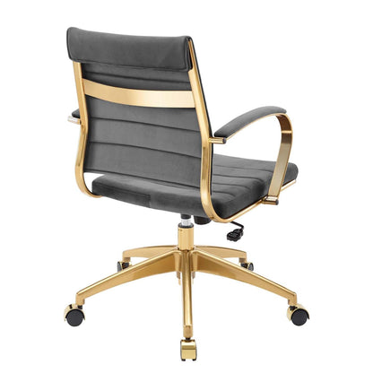 home office desk chairs | CasaFoyer Jive Mid Back Office Chair | Stylish & Functional | Ribbed Velvet Back | Stain-Resistant Performance Velvet | 90-Degree Wrist Angling | Chrome-Plated Aluminum Base | Easy Mobility | Tension Knob & Tilt Lock | Modern Office Design | Gray | casafoyer.myshopify.com