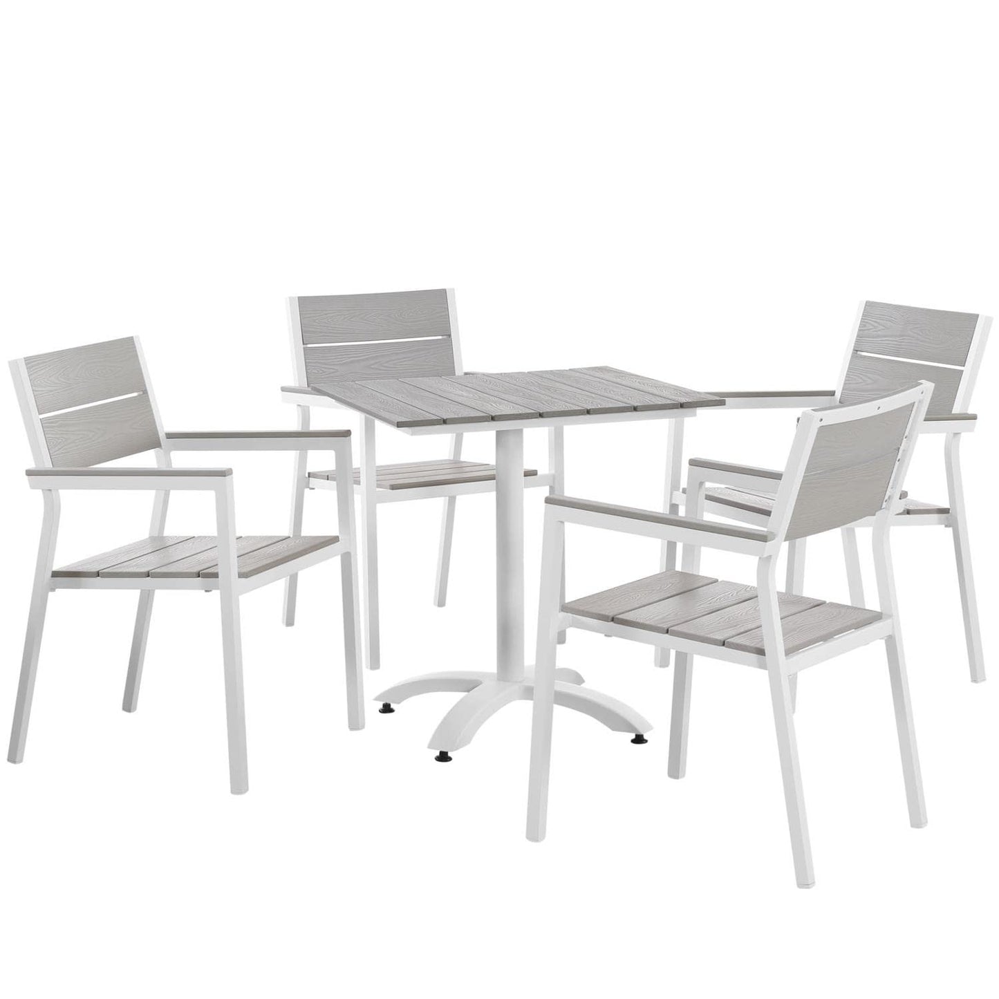 kitchen and dining room sets | CasaFoyer Maine Outdoor Patio Dining Furniture Collection | Synthetic Wood Grain Plank Boards | Aluminum Frame | Ideal for Contemporary Outdoor Dining | Includes 4 Armchairs & 1 Dining Table | casafoyer.myshopify.com