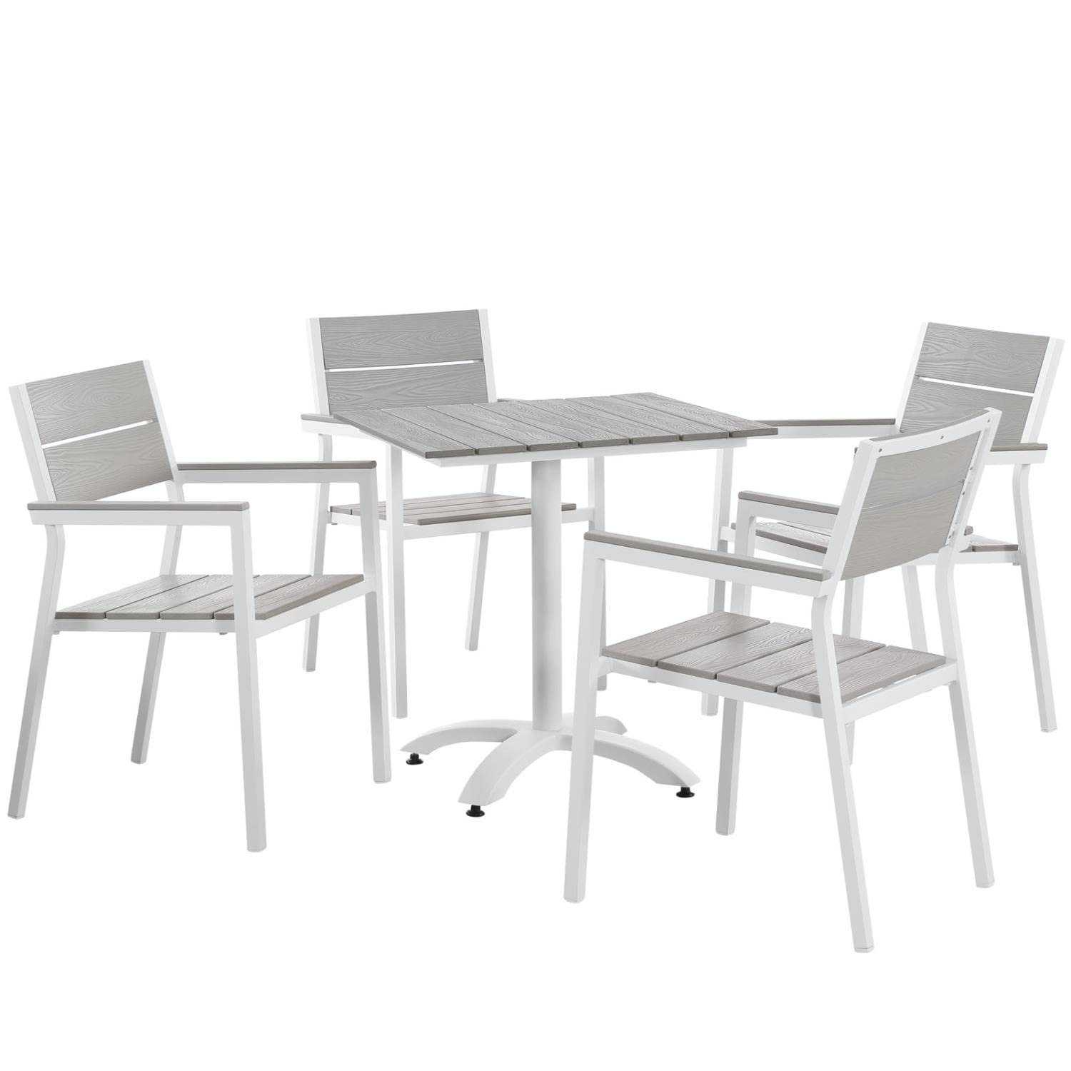 kitchen and dining room sets | CasaFoyer Maine Outdoor Patio Dining Furniture Collection | Synthetic Wood Grain Plank Boards | Aluminum Frame | Ideal for Contemporary Outdoor Dining | Includes 4 Armchairs & 1 Dining Table | casafoyer.myshopify.com