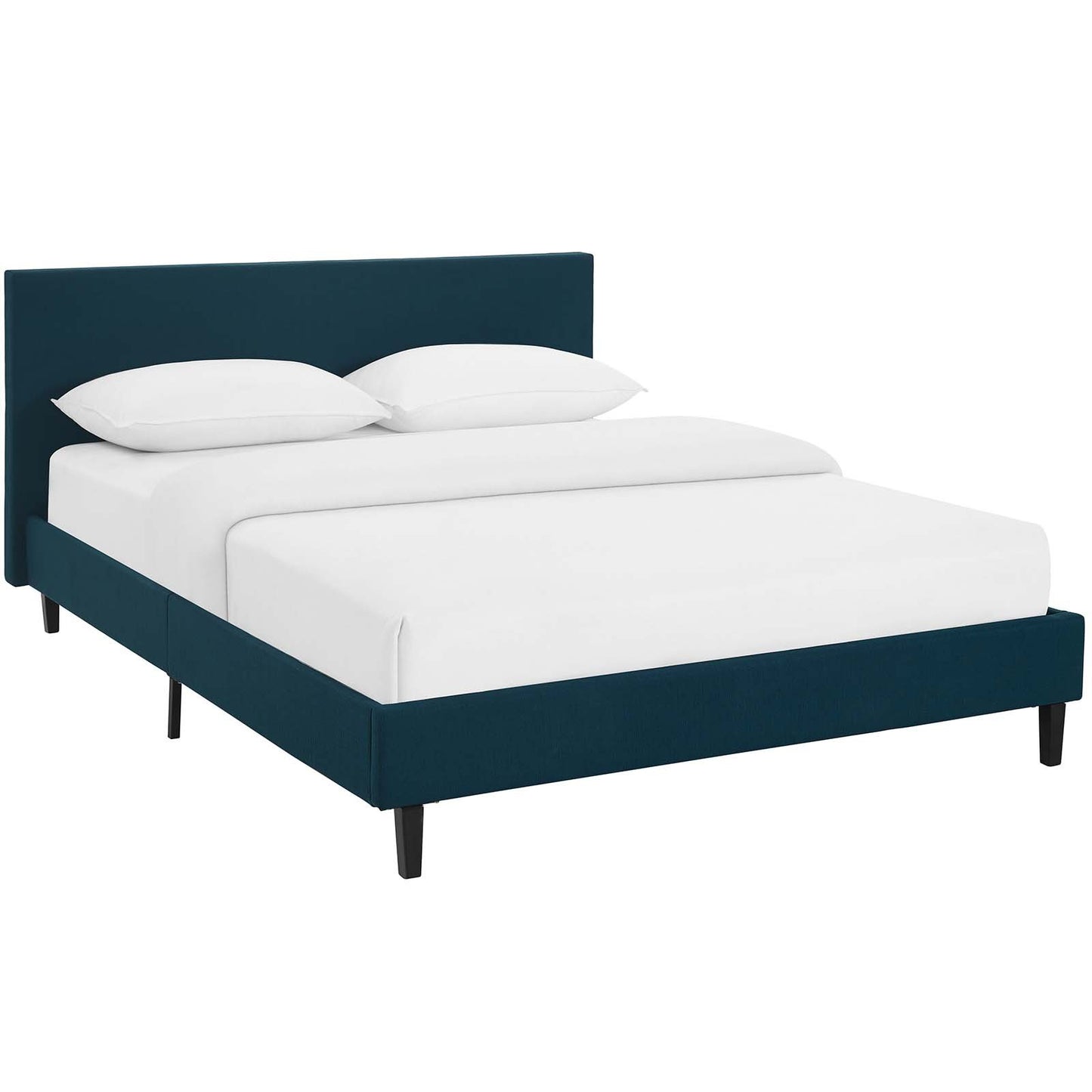 bed frames | CasaFoyer Anya Platform Bed | Trendy Avant-Garde Design | Upholstered Polyester Fabric | Solid Wood Legs | Slatted Wood Support System | Accommodates Various Mattress Types | Maximum Stability | Weight Capacity 1300 lbs | casafoyer.myshopify.com