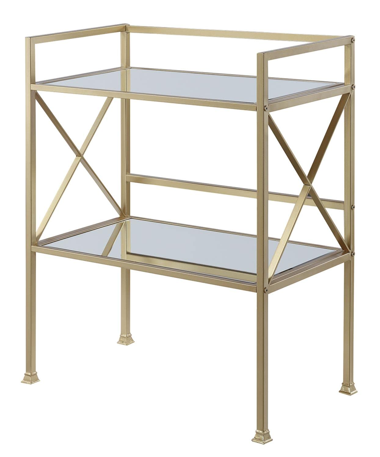 Dining Table | Ergode Gold Coast Bar Hall Table with Shelf | Contemporary Design | Mirrored Tiers | Durable Gold Powder Coated Metal | Versatile Use | Easy Assembly | casafoyer.myshopify.com