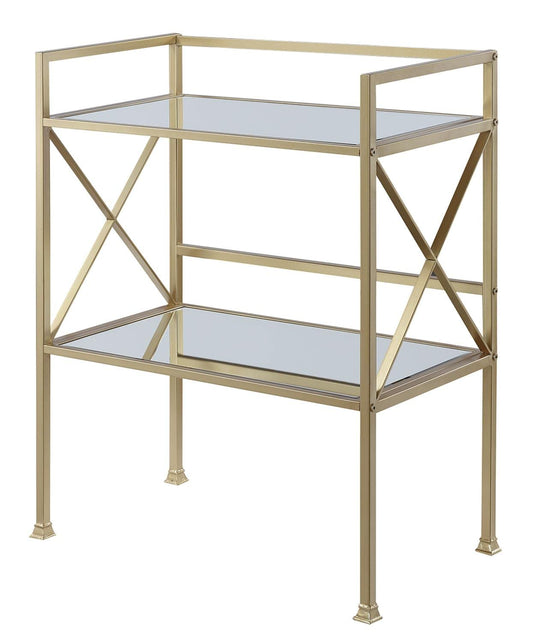 Dining Table | Ergode Gold Coast Bar Hall Table with Shelf | Contemporary Design | Mirrored Tiers | Durable Gold Powder Coated Metal | Versatile Use | Easy Assembly | casafoyer.myshopify.com