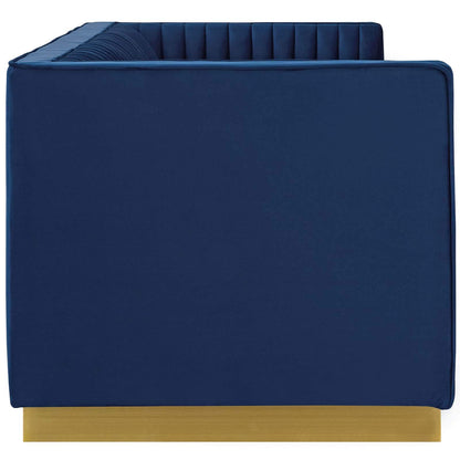 sofas | CasaFoyer Sanguine Performance Velvet Sofa | Retro-Modern Design | Stain-Resistant Upholstery | Comfortable & Supportive | Gold Stainless Steel Base | casafoyer.myshopify.com