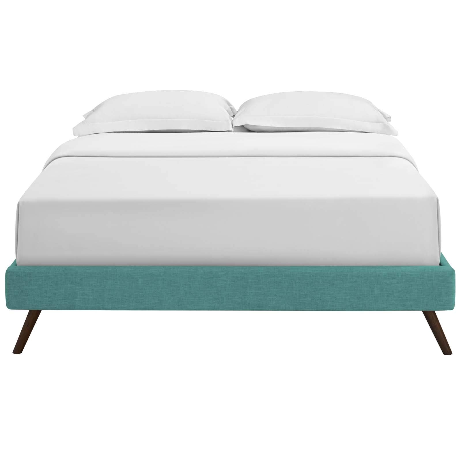 Bed | CasaFoyer Loryn Platform Bed | Solid Wood Frame | Polyester Upholstery | Tapered Legs | 10 Wood Slats | No Box Spring Needed | Memory Foam Compatible | casafoyer.myshopify.com