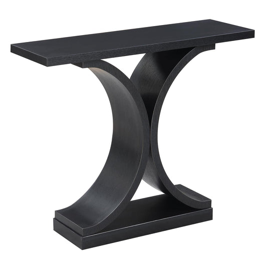 TABLE | Ergode Newport Infinity Console Table | Sleek & Sophisticated Design | Ideal for Showcasing Collectibles & Keys | Curved Base | Wood Grain Finish | casafoyer.myshopify.com