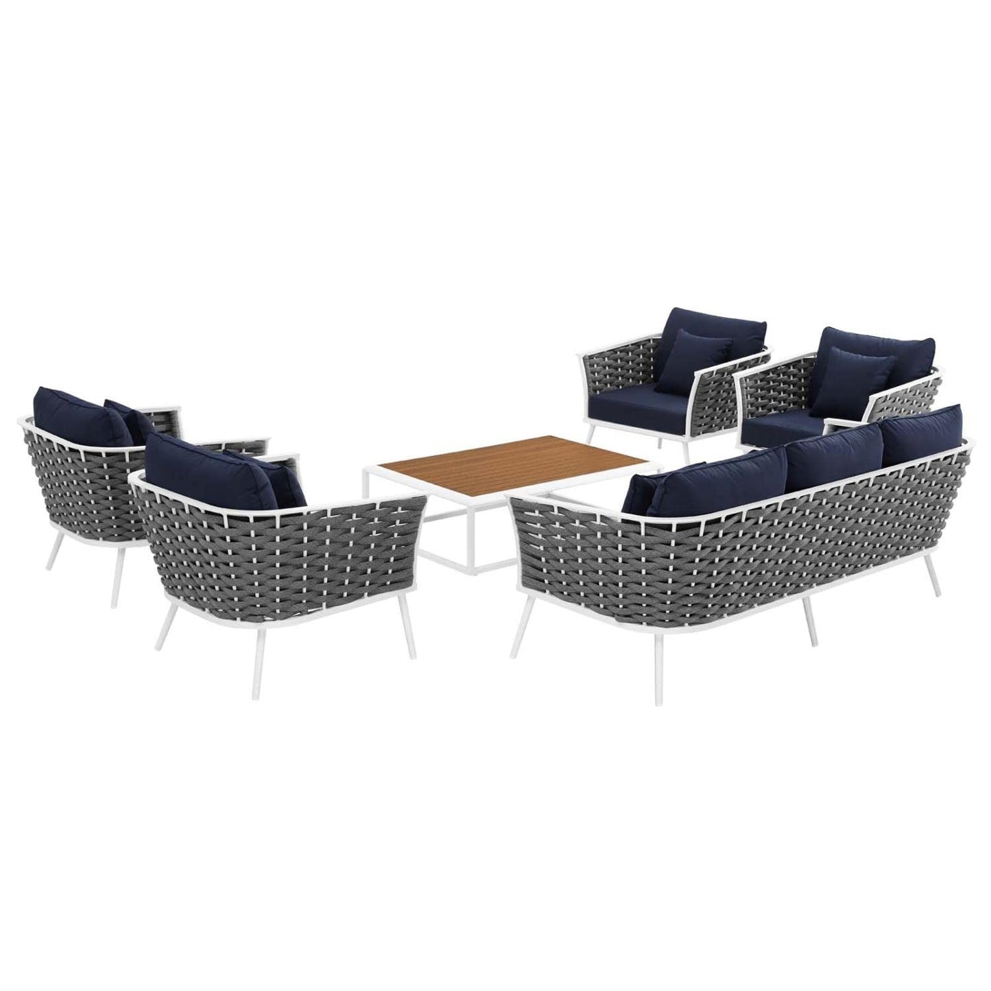 kitchen and dining room sets | CasaFoyer Stance Outdoor Collection | Modern Design | Aluminum Frame | Waterproof Cushions | Includes 4 Armchairs, Coffee Table, and Sofa | Durable & Stylish | casafoyer.myshopify.com