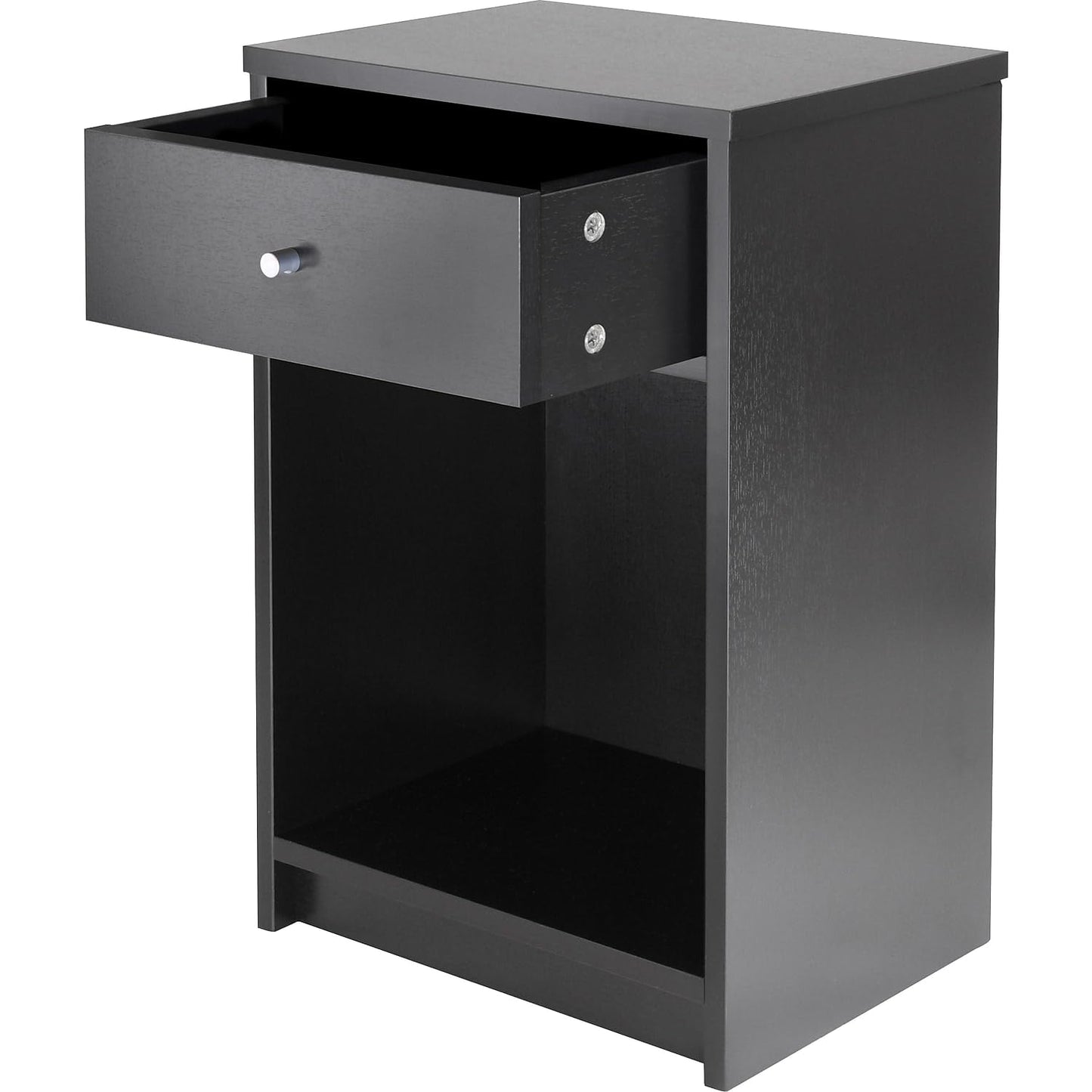 TABLE | CasaFoyer Squamish Accent Table | Versatile Nightstand with Drawer & Open Cabinet | 15.75 x 12.5 x 23.8 | Black Veneer | Assembly Required | casafoyer.myshopify.com