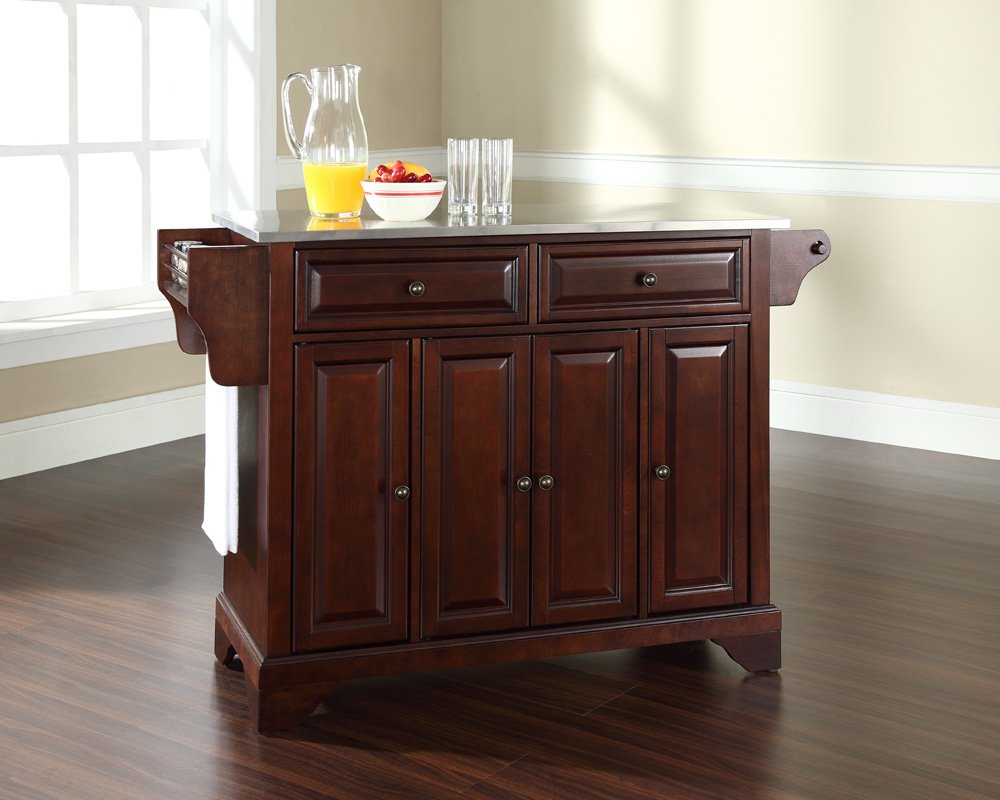 TABLE | Solid Hardwood Kitchen Island | Raised Panel Doors | Drawers | Adjustable Shelves | Durable & Stylish | Ample Storage | Vintage Mahogany Finish | casafoyer.myshopify.com