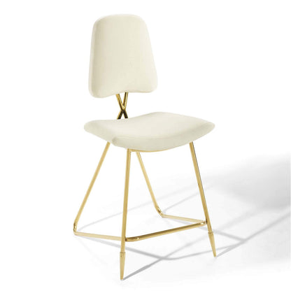 barstools | CasaFoyer Ponder Upholstered Performance Velvet Dining Counter Stool | Stylish, Comfortable, Durable | Gold Stainless Steel Base | Set of 1 | casafoyer.myshopify.com