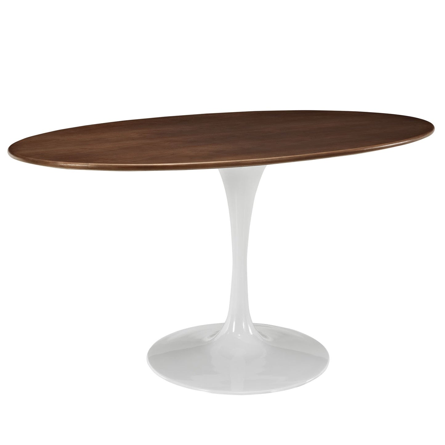 Dining Table | Lippa 60 Oval Walnut Dining Table | Timeless Modern Design | Walnut Veneer Top | Tapered Metal Base | Chip-Resistant Finish | casafoyer.myshopify.com
