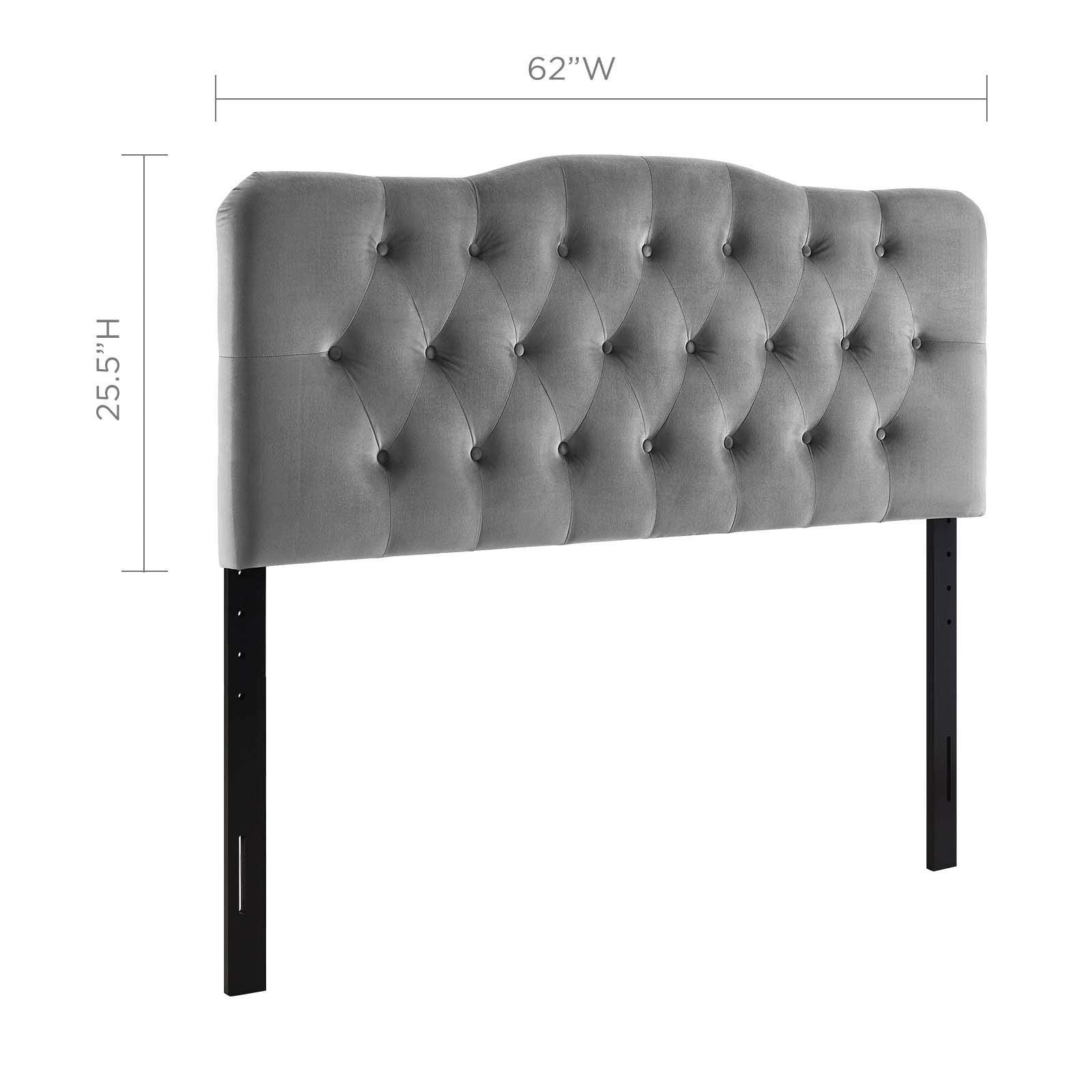 headboards | CasaFoyer Annabel Diamond Tufted Performance Velvet Queen Headboard | Vintage Glamour | Stain-Resistant | Height-Adjustable | Gray | casafoyer.myshopify.com