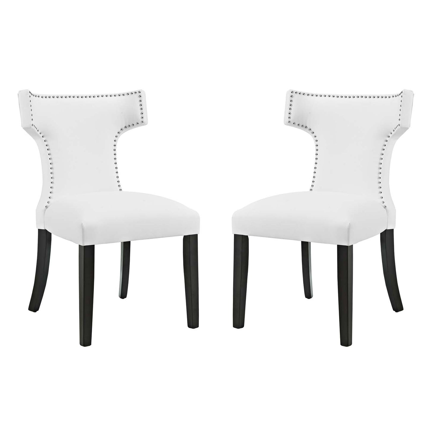 home office desk chairs | CasaFoyer Curve Dining Side Chair | Set of 2 | Elegant & Chic Design | Vinyl Upholstery | Nailhead Trim | Non-Marking Foot Caps | Plush Foam Padding | Tapered Wooden Legs | Aesthetic & Sophisticated | Dining Room Décor | casafoyer.myshopify.com