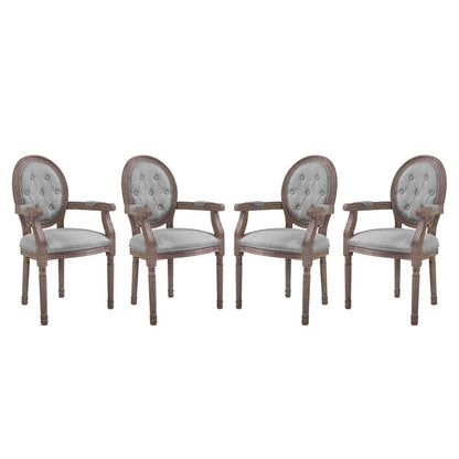 home office desk chairs | CasaFoyer Arise Dining Armchair Set of 4 | Luxurious Elegance | Fluted Wood Frame | Button Tufted Diamond Trim | Light Gray | casafoyer.myshopify.com