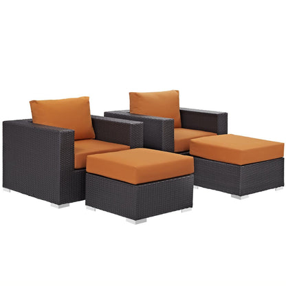 kitchen and dining room sets | CasaFoyer Convene Outdoor Sectional Set | Durable Rattan & Aluminum Frame | All-Weather Cushions | 4 Piece Patio Sofa & Ottoman | casafoyer.myshopify.com