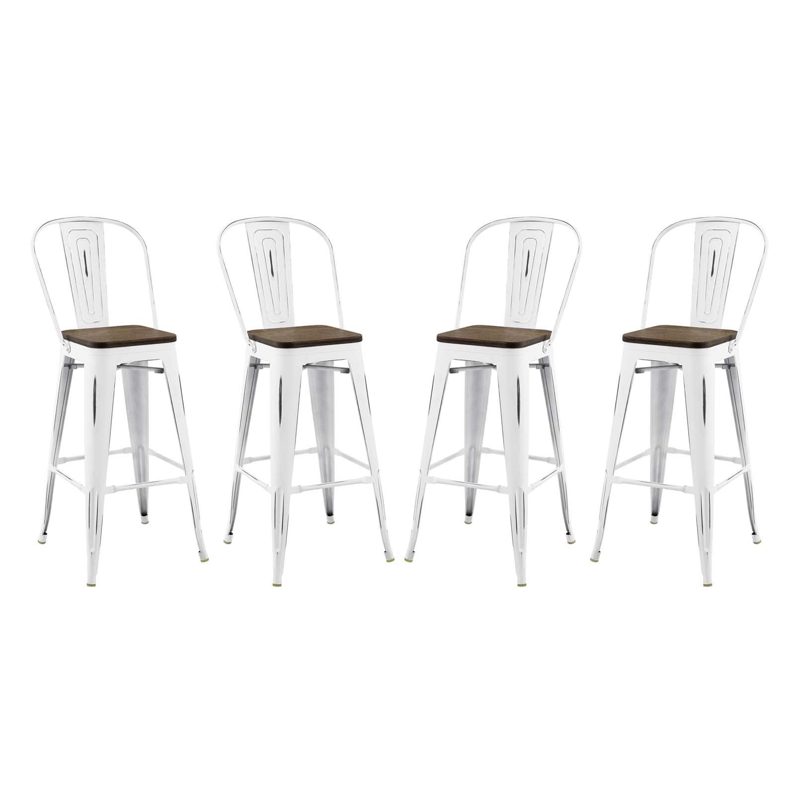 barstools | CasaFoyer Promenade Side Bamboo & Metal Bar Stool | Vintage Steel Finish | Set of 4 | Industrial Modern Design | casafoyer.myshopify.com