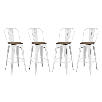 barstools | CasaFoyer Promenade Side Bamboo & Metal Bar Stool | Vintage Steel Finish | Set of 4 | Industrial Modern Design | casafoyer.myshopify.com