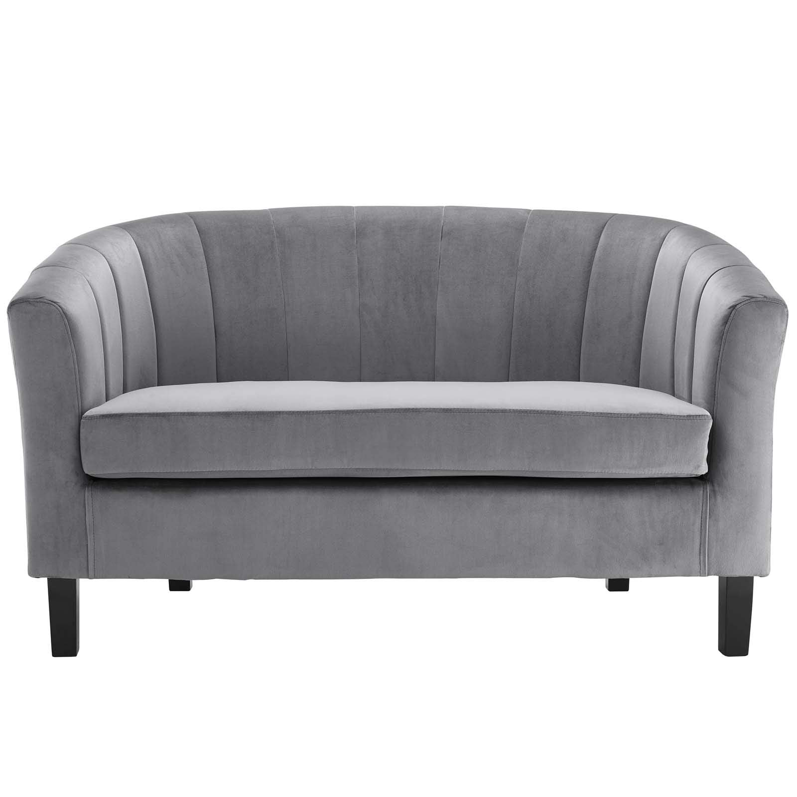 sofas | CasaFoyer Prospect Performance Velvet Loveseat | Stain-Resistant | Channel Tufting | Retro Modern Design | Comfortable & Durable | Set with 1 Loveseat | casafoyer.myshopify.com