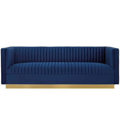 sofas | CasaFoyer Sanguine Performance Velvet Sofa | Retro-Modern Design | Stain-Resistant Upholstery | Comfortable & Supportive | Gold Stainless Steel Base | casafoyer.myshopify.com