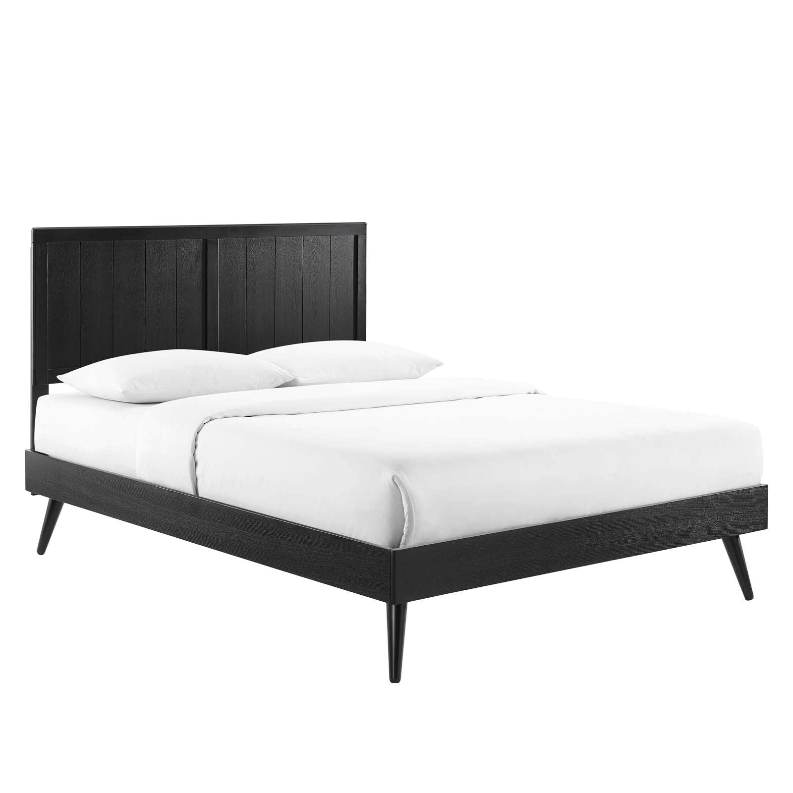 adjustable bed bases | CasaFoyer Alana Wood Full Platform Bed | Modern Elegance | Retro-Inspired Design | Durable Construction | No Box Spring Needed | Easy Assembly | Black | casafoyer.myshopify.com