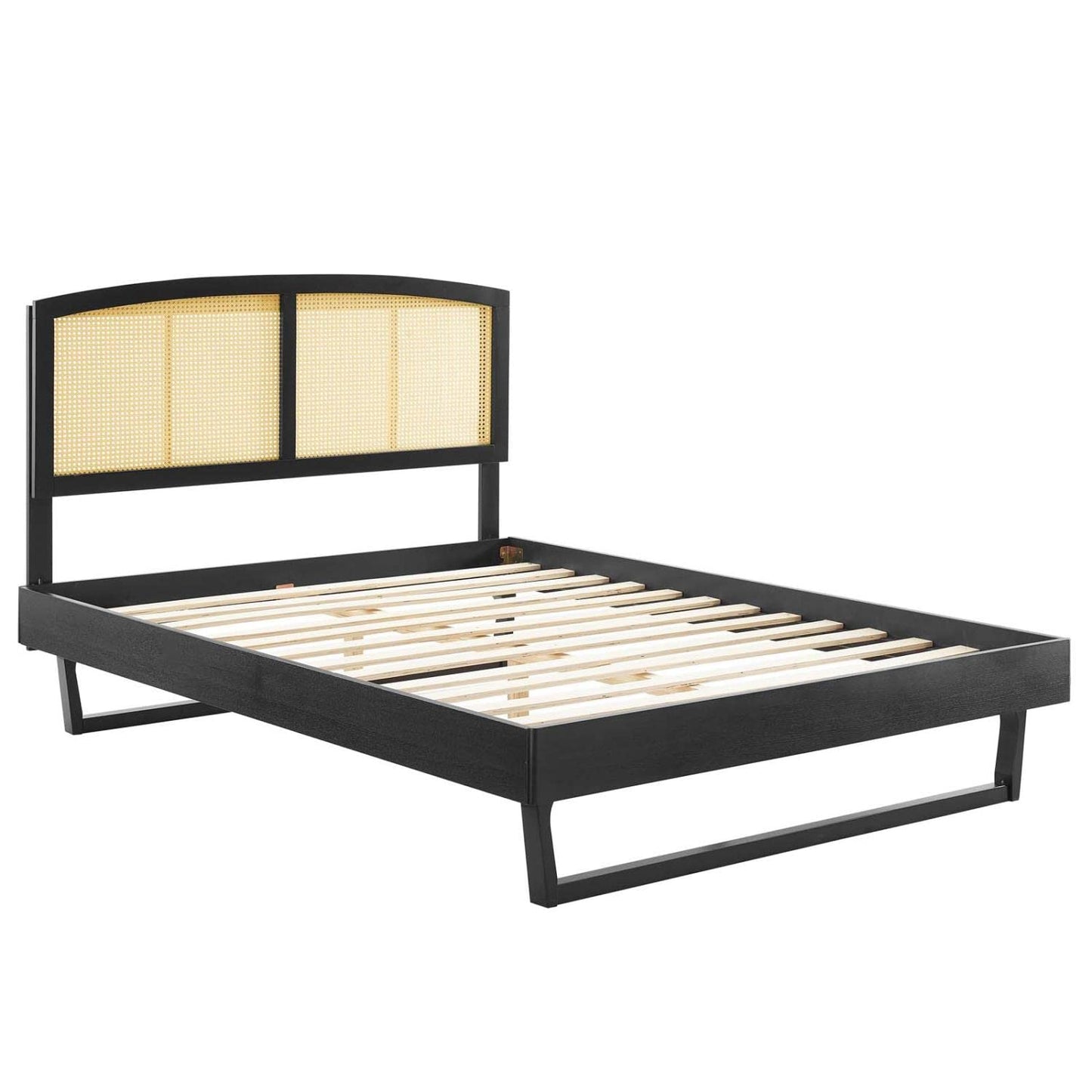 Bed | CasaFoyer Sierra Woven Cane Rattan Wood Full Platform Bed | Mid-Century Modern Design | Tropical Flair | Sturdy & Stable | No Box Spring Needed | Supports Various Mattress Types | Assembly Required | 601 lbs Weight Capacity | casafoyer.myshopify.com