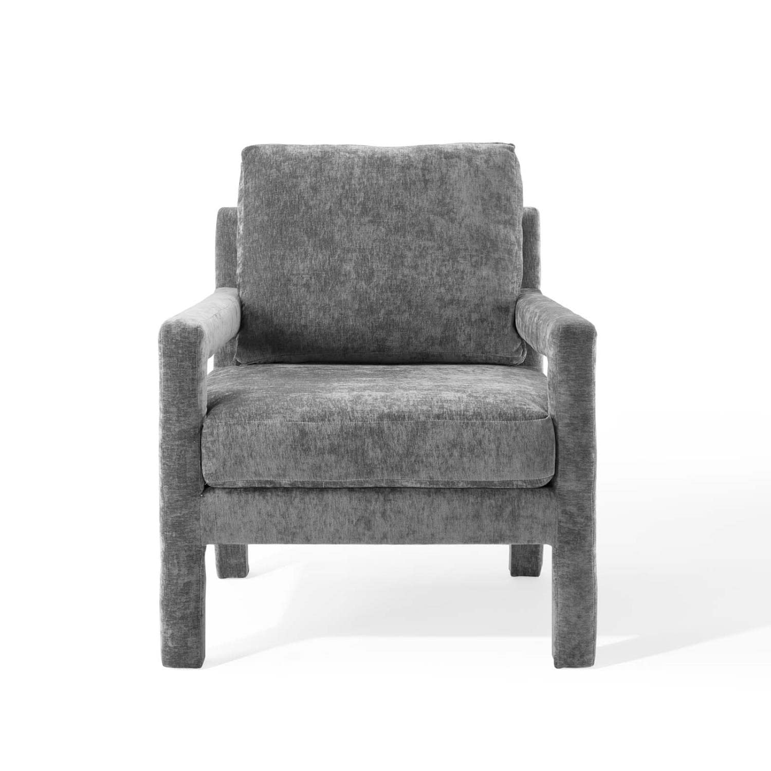 home office desk chairs | CasaFoyer Rehearse Crushed Performance Velvet Accent Armchair | Stain-Resistant | Foam Cushions | Upholstered Legs | Gray | casafoyer.myshopify.com