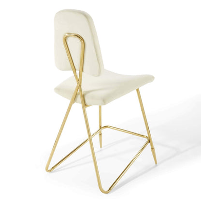barstools | CasaFoyer Ponder Upholstered Performance Velvet Dining Counter Stool | Stylish, Comfortable, Durable | Gold Stainless Steel Base | Set of 1 | casafoyer.myshopify.com