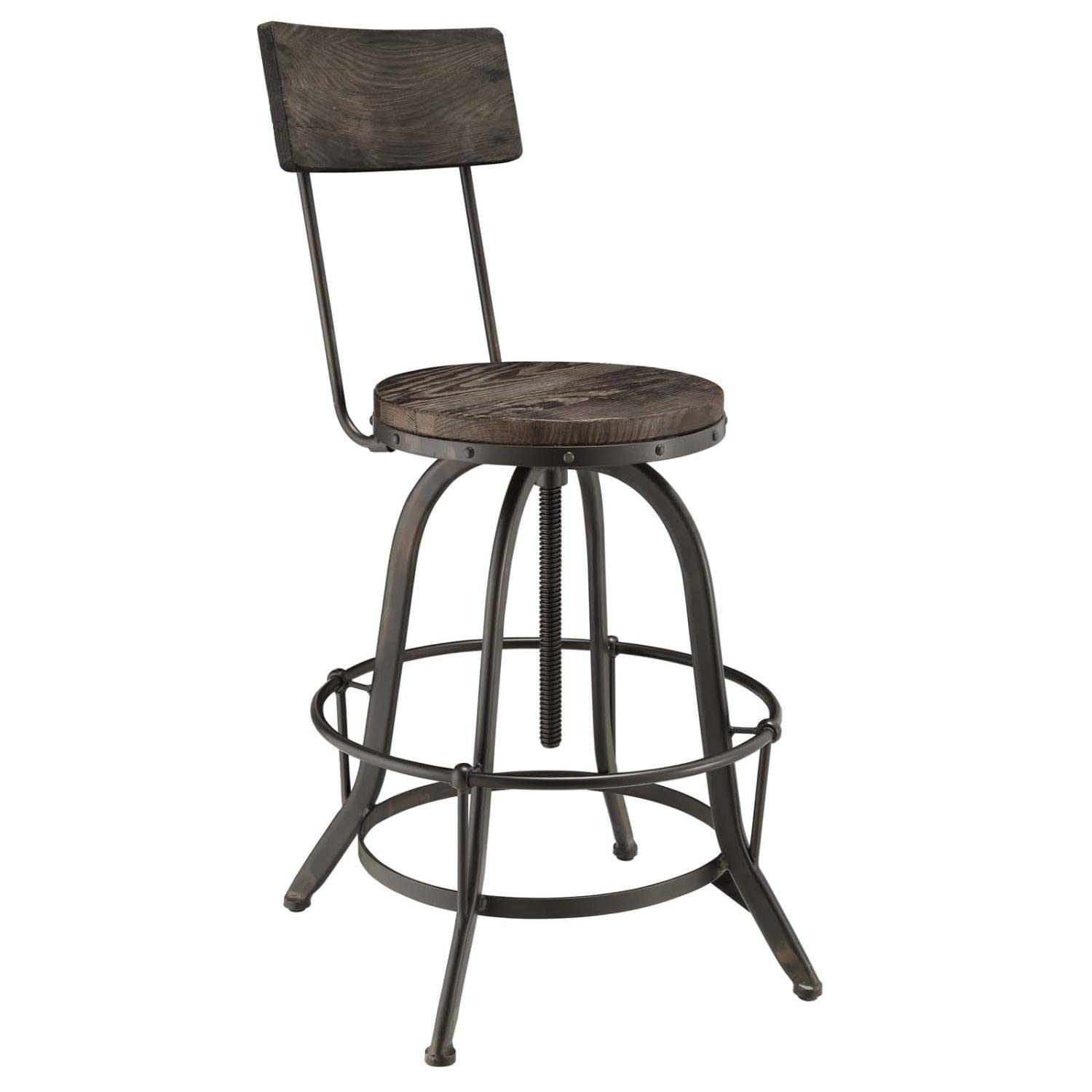 barstools | CasaFoyer Procure Wood Bar Stool | Sturdy Metal Frame | Pine Wood Seat & Back | Footrest | Rustic Aesthetics | Stylish & Comfortable | casafoyer.myshopify.com