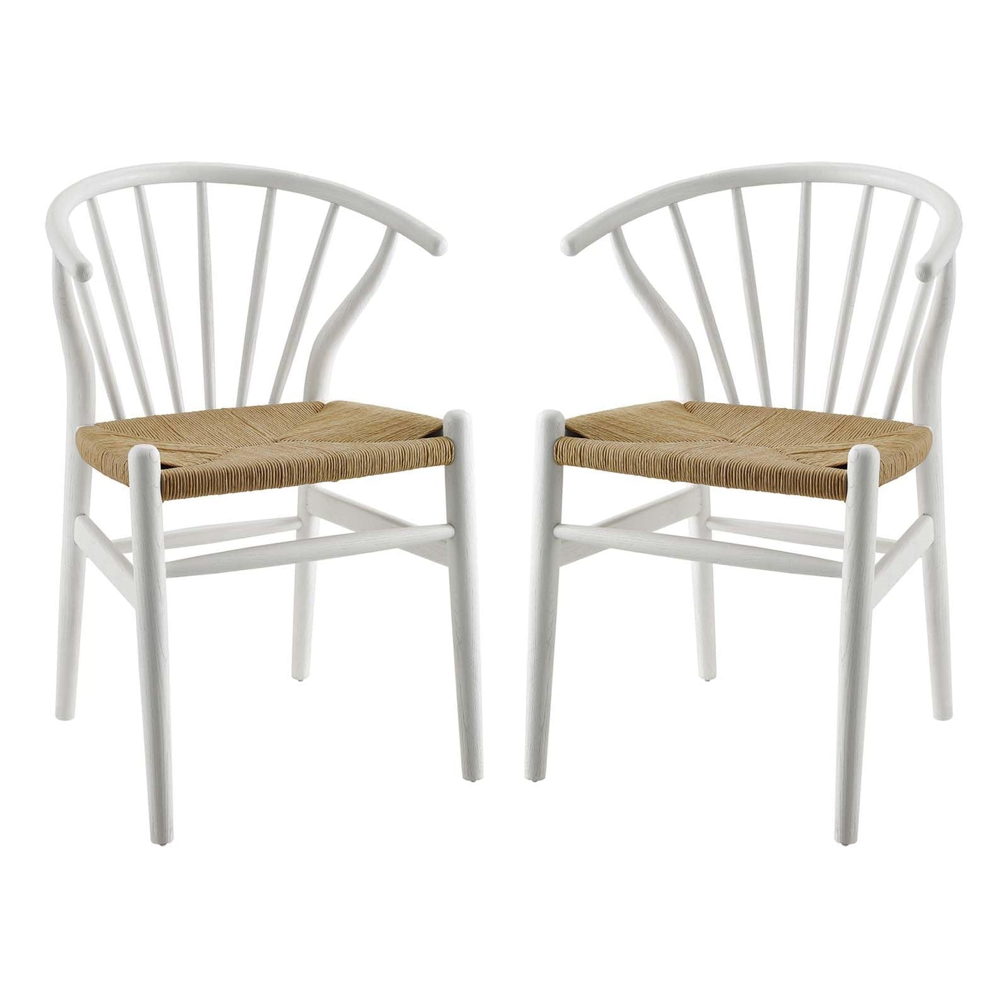 home office desk chairs | CasaFoyer Flourish Dining Side Chair Set of 2 | Scandinavian Charm | Modern Farmhouse Style | Curved Back | Paper Rope Seat | Solid Wood Frame | White | casafoyer.myshopify.com