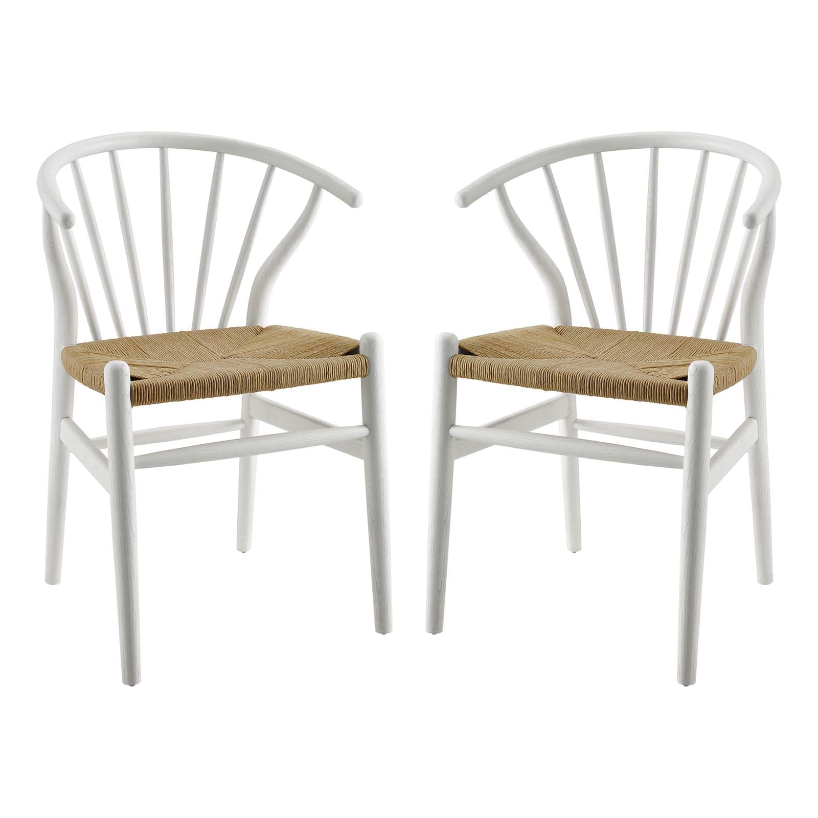 home office desk chairs | CasaFoyer Flourish Dining Side Chair Set of 2 | Scandinavian Charm | Modern Farmhouse Style | Curved Back | Paper Rope Seat | Solid Wood Frame | White | casafoyer.myshopify.com