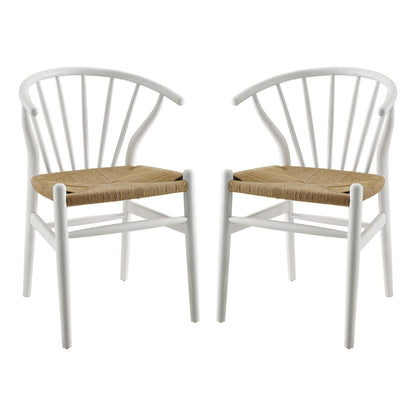 home office desk chairs | CasaFoyer Flourish Dining Side Chair Set of 2 | Scandinavian Charm | Modern Farmhouse Style | Curved Back | Paper Rope Seat | Solid Wood Frame | White | casafoyer.myshopify.com