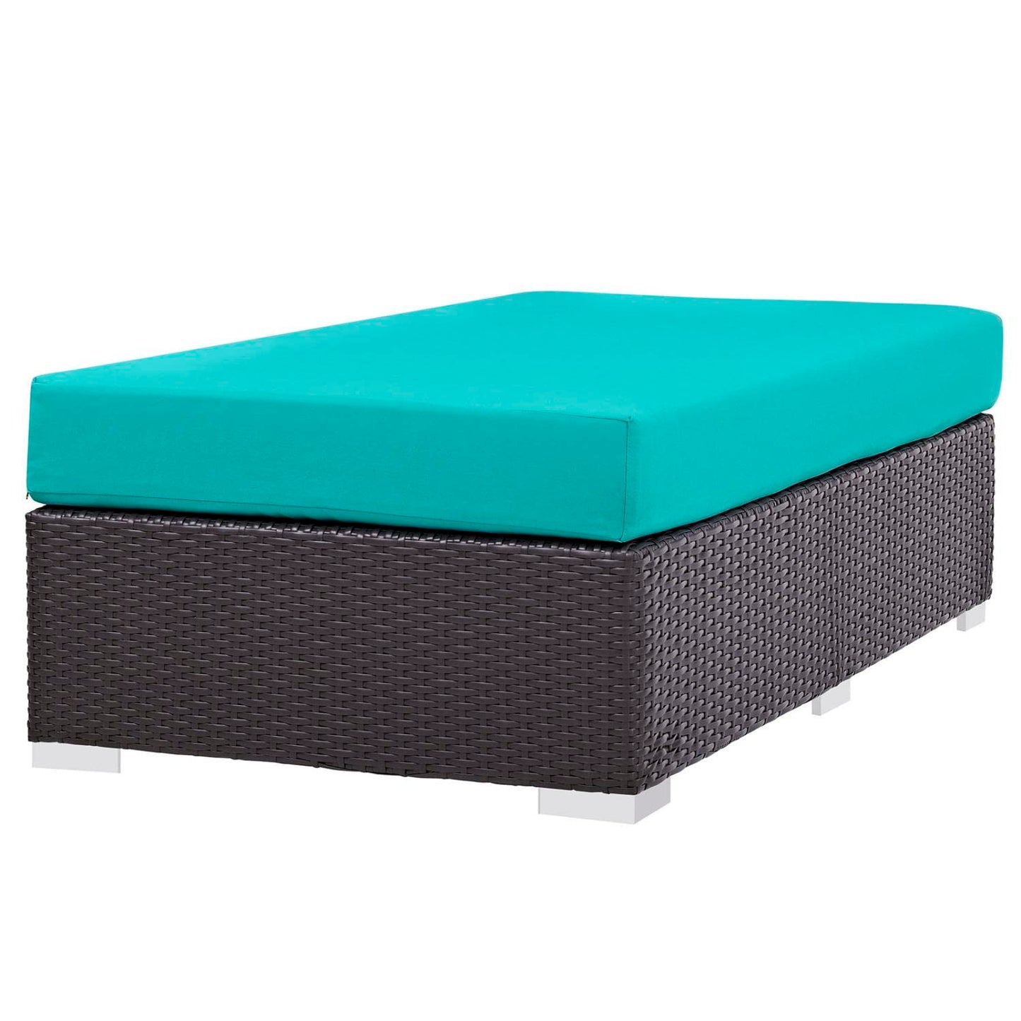 ottomans | CasaFoyer Convene Outdoor Sectional | Durable Rattan Ottoman | All-Weather Cushions | Espresso Turquoise | casafoyer.myshopify.com