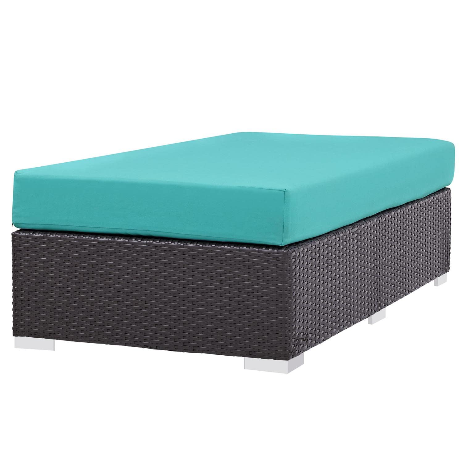 ottomans | CasaFoyer Convene Outdoor Sectional | Durable Rattan Ottoman | All-Weather Cushions | Espresso Turquoise | casafoyer.myshopify.com