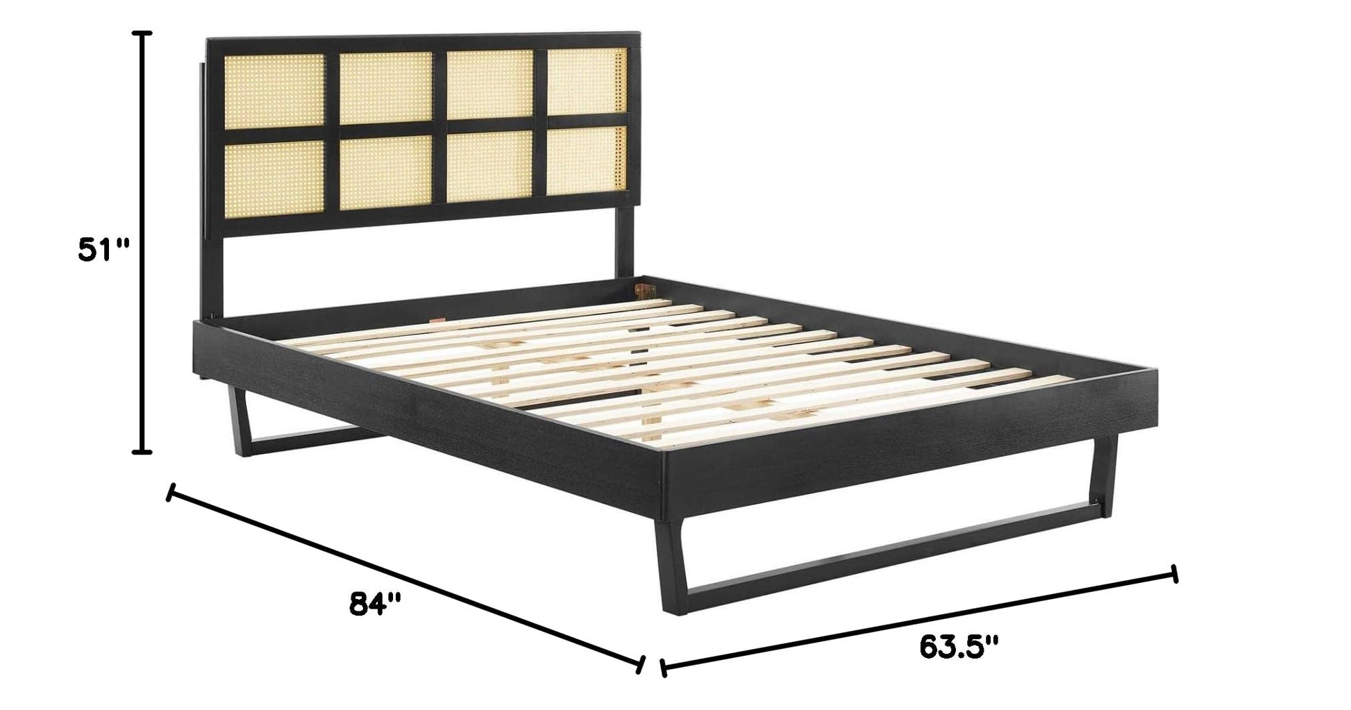 adjustable bed bases | CasaFoyer Sidney Woven Cane Rattan Wood Queen Platform Bed | Retro Charm | Natural Beauty | Mid-Century Design | No Box Spring Needed | Durable Construction | Easy Assembly | 601 lbs Weight Capacity | casafoyer.myshopify.com