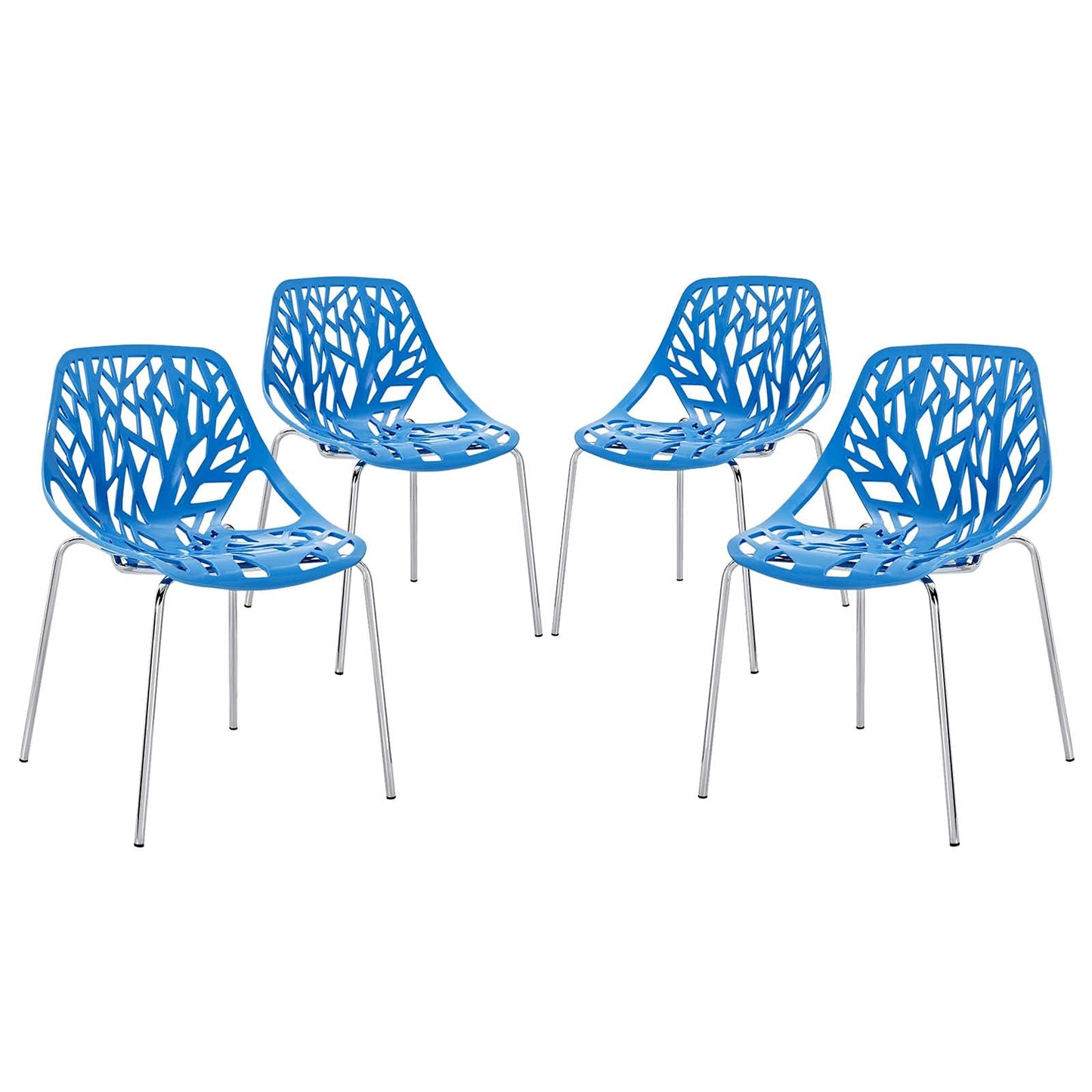 home office desk chairs | CasaFoyer Captivating Stencil Dining Chair Set of 4 | Enigmatic Forests & Nostalgic Melodies | Blue | casafoyer.myshopify.com