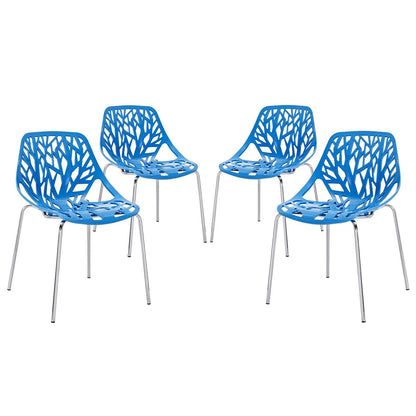 home office desk chairs | CasaFoyer Captivating Stencil Dining Chair Set of 4 | Enigmatic Forests & Nostalgic Melodies | Blue | casafoyer.myshopify.com