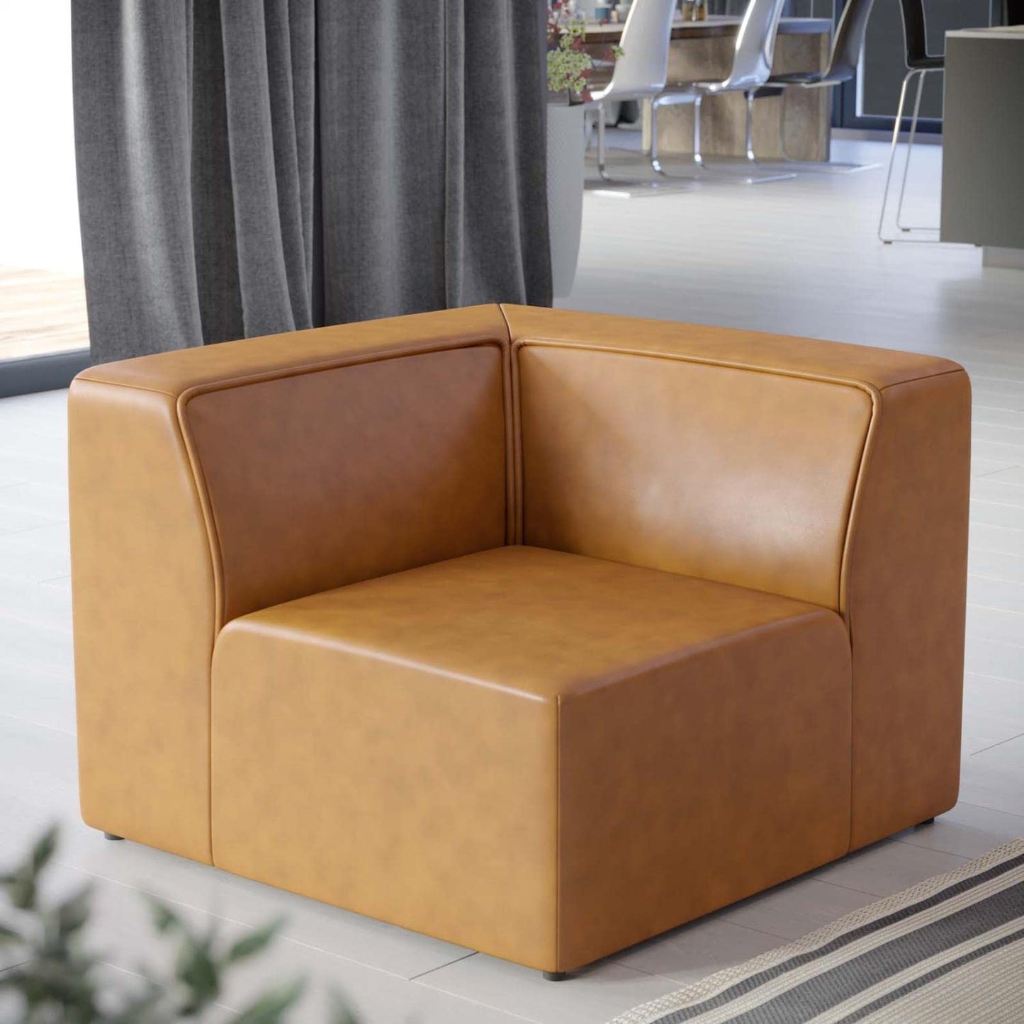 sofas | CasaFoyer Mingle Vegan Leather Corner Chair | Ultimate Comfort & Style | Spacious Seating | Dense Foam Padding | Versatile Design | Luxurious Upholstery | Elegant Piping | Sturdy Legs | casafoyer.myshopify.com