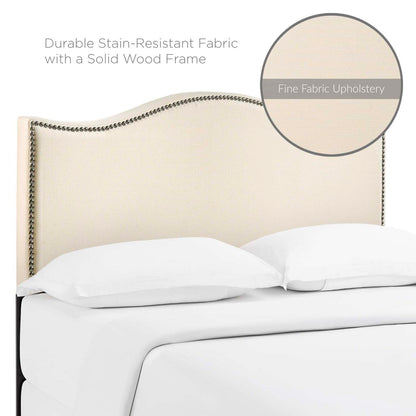 headboards | CasaFoyer Curl Queen Headboard | Chic & Sophisticated | Wavy Lines | Luxurious Linen Fabric | Nail Button Trim | Durable Particle Board & Solid Wood Poles | Perfect for Queen Beds | casafoyer.myshopify.com