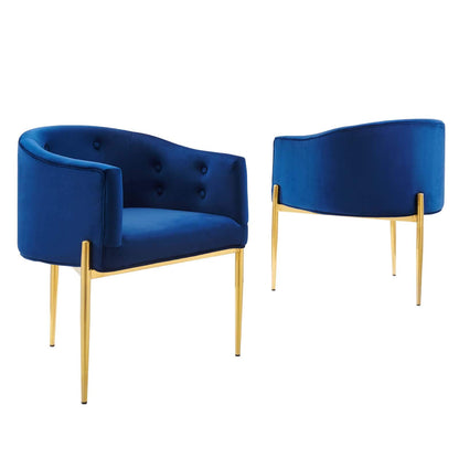 sofa tables | Ergode Savour Tufted Performance Velvet Accent Armchairs - Set of 2 | Luxurious & Stain-Resistant | Modern Club Chair Design | Chrome Gold Legs | casafoyer.myshopify.com