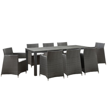 Patio Furniture Sets | Junction Outdoor Patio Dining Furniture Set | 9 Piece | Brown White | Synthetic Rattan | Weather-Resistant | Fully Assembled | casafoyer.myshopify.com