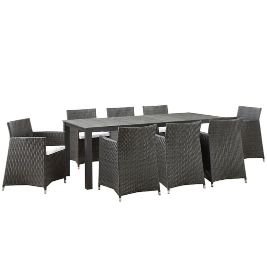 Patio Furniture Sets | Junction Outdoor Patio Dining Furniture Set | 9 Piece | Brown White | Synthetic Rattan | Weather-Resistant | Fully Assembled | casafoyer.myshopify.com