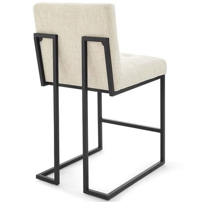 barstools | CasaFoyer Privy Counter Stool Set of 2 | Upholstered Fabric | Matte Black Stainless Steel Base | Sleek & Contemporary Design | casafoyer.myshopify.com