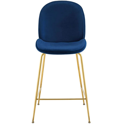 barstools | Scoop Gold Stainless Steel Leg Counter Stool | Vintage Glamour | Performance Velvet | Navy | casafoyer.myshopify.com