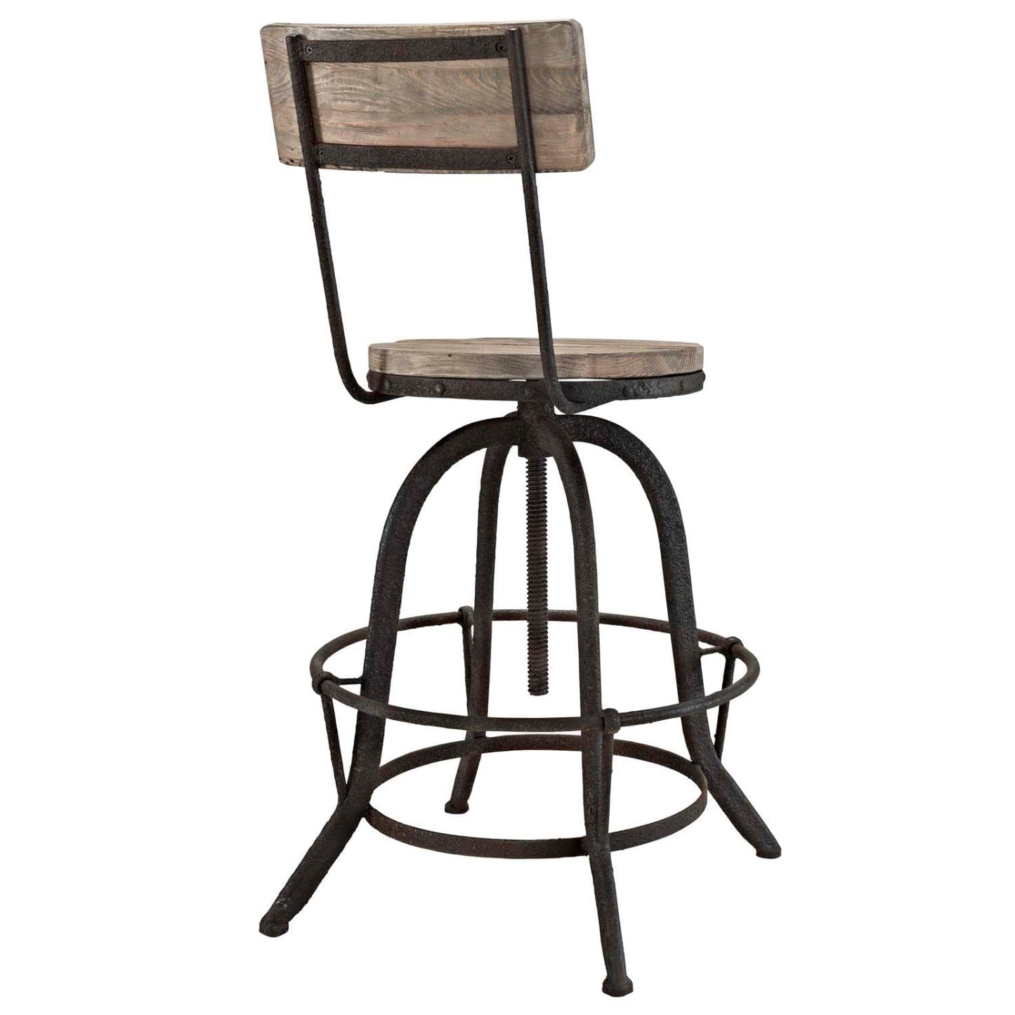 barstools | Procure Wood Bar Stool | Sturdy Metal Frame | Pine Wood Seat & Back | Rustic Aesthetics | Footrest | Modern Elegance | Set of 1 | casafoyer.myshopify.com