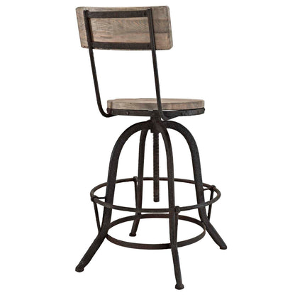 barstools | Procure Wood Bar Stool | Sturdy Metal Frame | Pine Wood Seat & Back | Rustic Aesthetics | Footrest | Modern Elegance | Set of 1 | casafoyer.myshopify.com