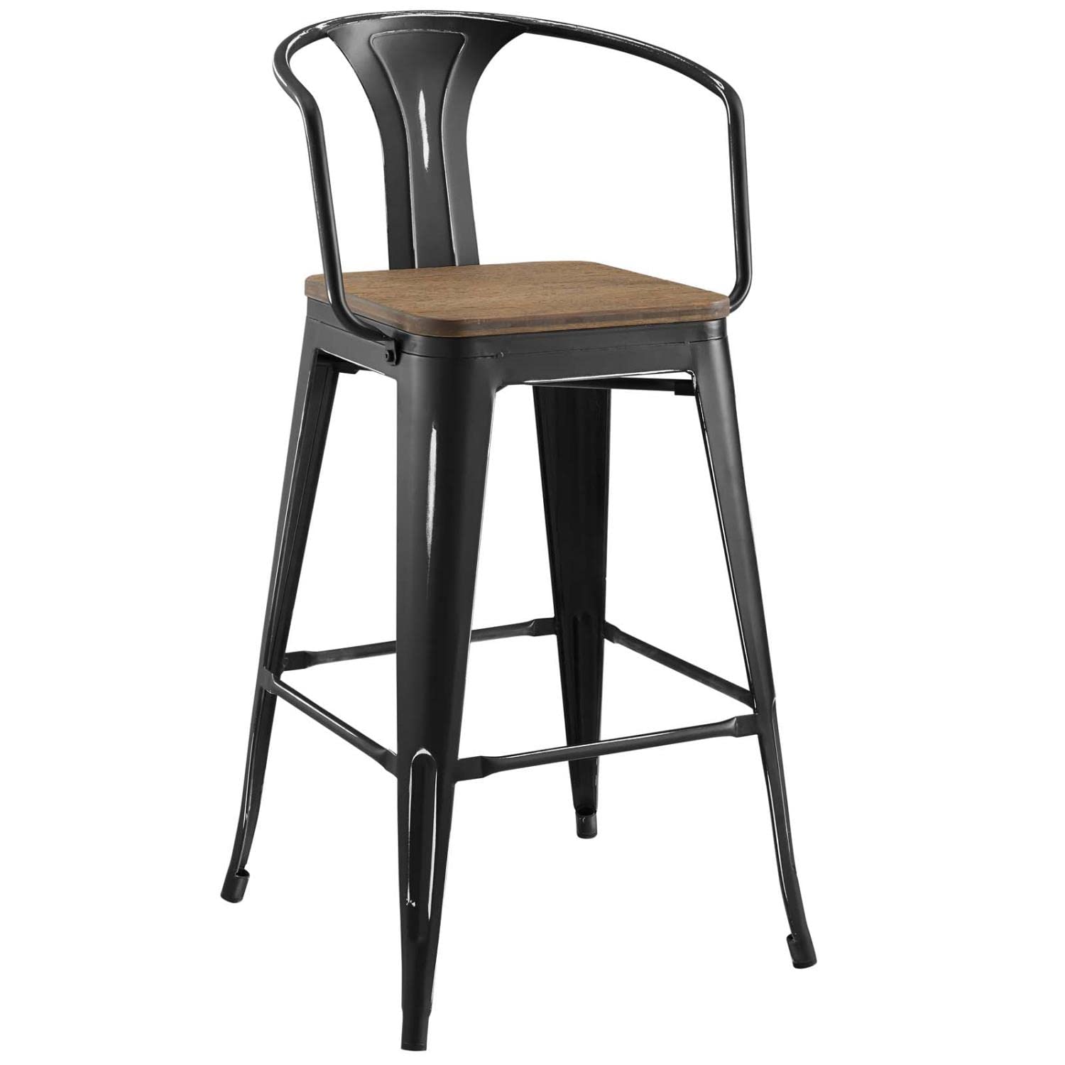 barstools | CasaFoyer Promenade Arm Bamboo & Metal Bar Stool Set of 4 | Vintage Steel Finish | Industrial Modern Design for Breakfast Nook or Bar | casafoyer.myshopify.com