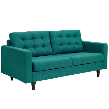 sofas | Empress | Tufted Loveseat Set - Teal Upholstery | Luxurious Cushions | Sturdy Wooden Legs | Floor-Protecting Glides | casafoyer.myshopify.com