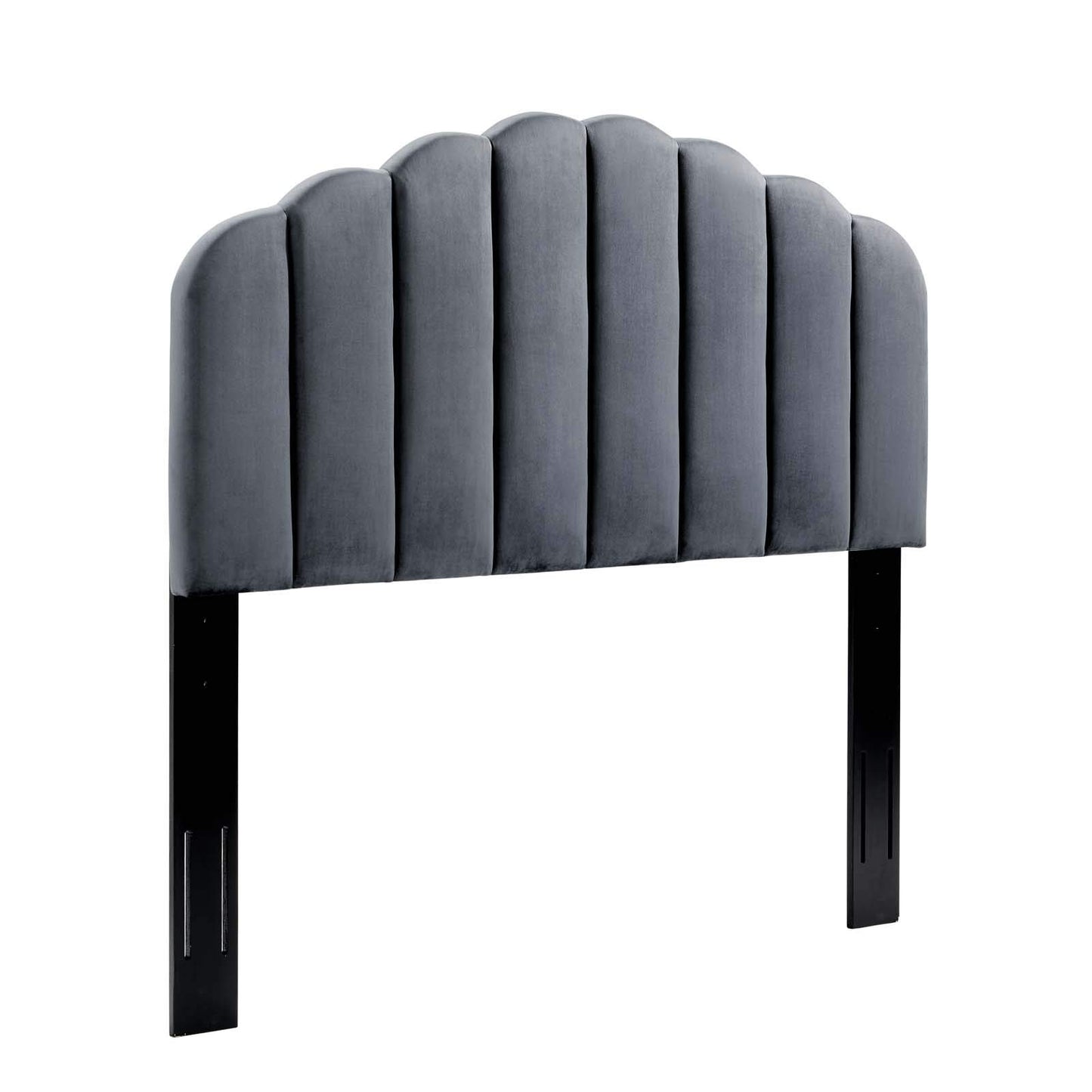 Bed | CasaFoyer Veronique Channel Tufted Scalloped Performance Velvet Upholstered Headboard | Vintage Glamour | Stain-Resistant | Adjustable Mounting | King/California King | casafoyer.myshopify.com
